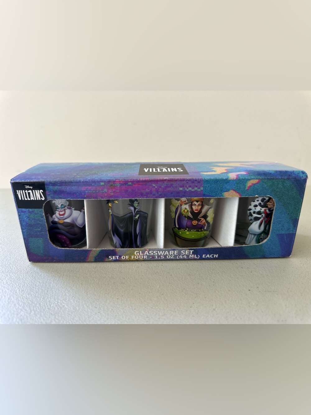 Disney Villains Shot Glasses Set of Four NIB Silver Buffalo